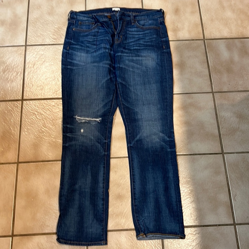 J Crew 28 women’s pants. Distressed slightly. Blue jeans